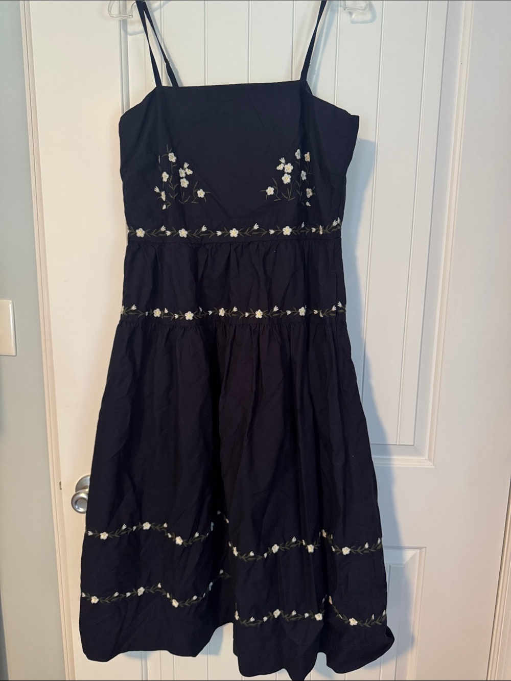 Navy Floral-Trim Womens Sundress